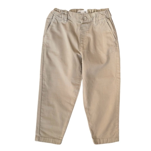ZARA NWT Boys 4-5 years  Khaki Chino Pants Elastic Waist - Picture 2 of 7